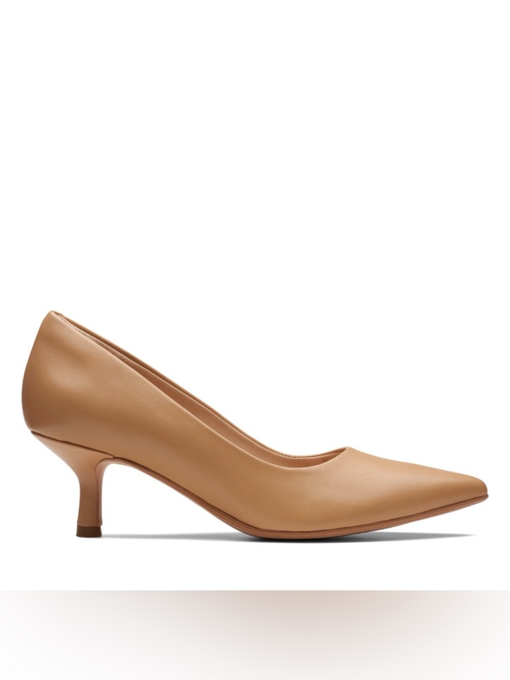 Clarks Violet 55 Rae Leather Pointed Toe Kitten Heel Pumps Camel Women 7
